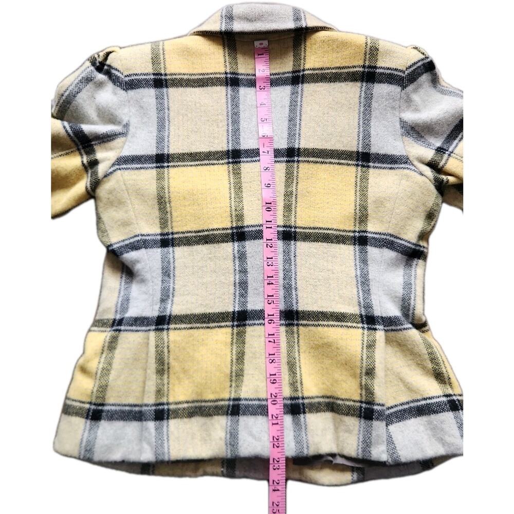 Vintage YSL Yves Saint Laurent Rive Gauche Plaid Wool Jacket Short Coat France - Picture 9 of 12